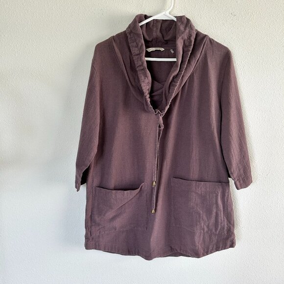 Soft Surroundings Tops - Soft Surroundings Gypsy Gauze Pullover Tunic Top XS Purple Cowl Neck Lagenlook